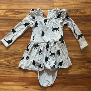 Kyte Baby Black Cat 🐈‍⬛ Long Sleeve Twirl Bodysuit 6-12 Months